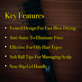 ball tipped vented brush comb key features