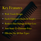 wide tooth detangling comb key features
