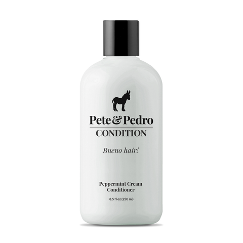 Pete & Pedro condition peppermint cream conditioner bottle on white background