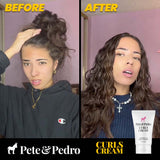 womens hairstyle before and after with hair curling cream