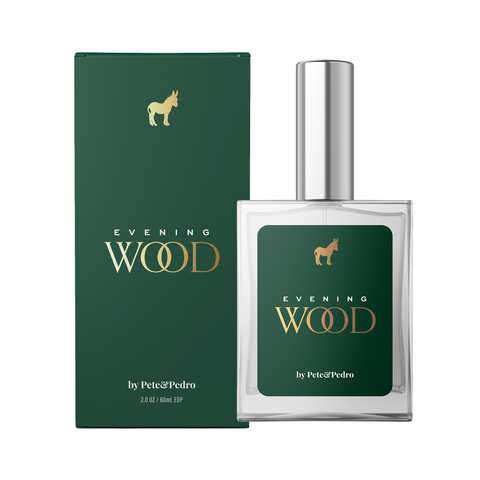 Pete & Pedro Evening Wood perfume bottle and packaging on a white background