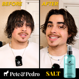 mens hairstyle before and after with natural sea salt spray