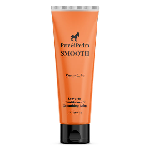 Orange tube of Pete & Pedro Smooth Leave-In Conditioner & Smoothing Balm on a white background