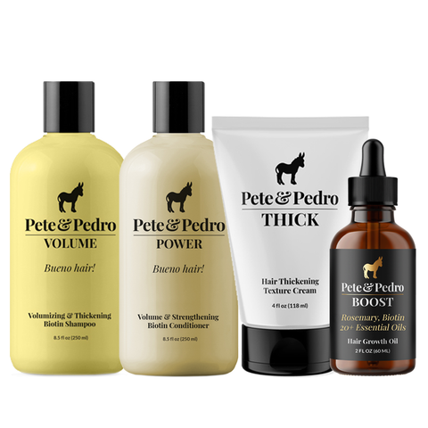 Pete & Pedro hair care product set on a white background