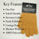 exfoliating shower gloves key features